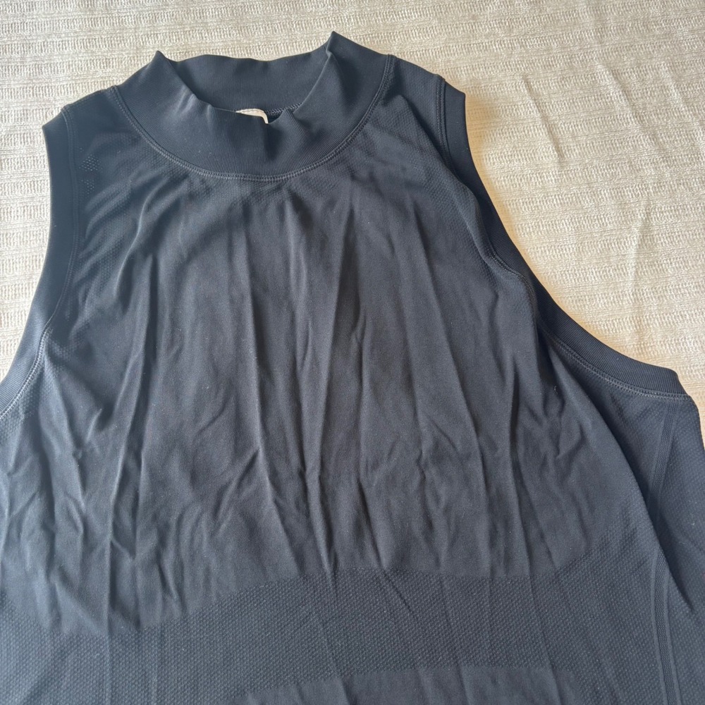 Athleta‎ Momentum Seamless Mock Neck Tank Top Black XL Racerback Training Vest